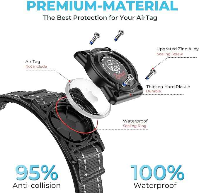 2026 Upgrade Airtag Dog Collar, Reflective Dog Collar with Airtag Holder, IP68 Waterproof| Metal Buckle| Ultra-Durable| Comfortable Padded, GPS Dog Collars for Medium Large Dogs (Black,M)