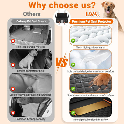 Hard Bottom Car Seat Cover for Dogs,Waterproof Dog Seat Cover for Back Seat Extender,Scratch-Proof and Anti-Slip Car Dog Hammock for Large Dogs SUV,Black(Holds 500 Lbs)