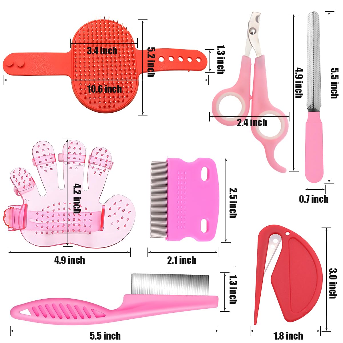 Rabbit Grooming Kit – Bunny Grooming Kit with Shedding Brush, Nail Clippers & Comb – Small Animal Grooming Supplies for Rabbits, Guinea Pigs, Hamsters, Ferrets - Small Pet Shedding & Care (Pink)