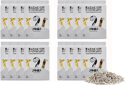 JUNAI Tofu Cat Litter 16 Packs(2.3kg x 16), Active-Carbon Natural Clumping Cat Litter Pellet flushable Biodegradable Kitty Litter, Good for All cat Litter Box, Lightweight dust Free and Odor Control