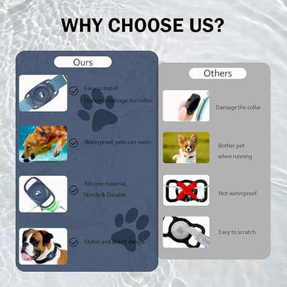 Airtag Dog Collar Holder, [2 Pack], Waterproof Protective Case for Apple AirTag, Durable & Lightweight with Full-Body Protection, Soft Silicone, DarkBlue