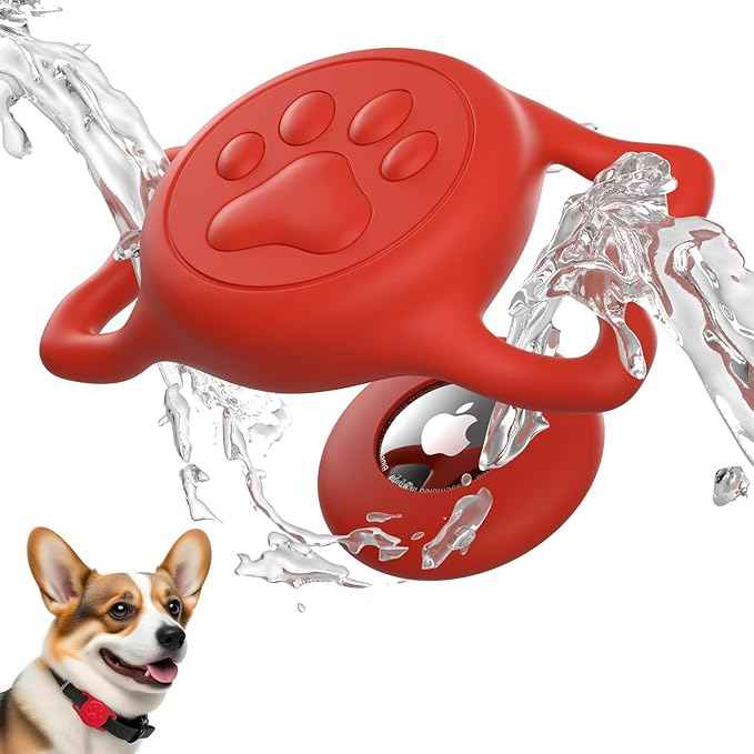 for Airtag Dog Collar Holder, Dog Airtag Holder Waterproof, Lightweight & Soft Silicone Air Tag Case for Pet Collars, Works with Multiple Tracker Tag Products (Red1,1 Pack)