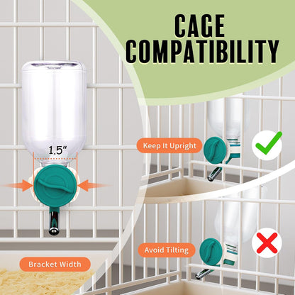 Choco Nose Patented Mini No-Drip Water Bottle/Feeder for Hamsters/Hedgehogs/Gliders/Rats/Mice/Other Small Pets and Animals - for Cages, Crates or Wall Mount. 10.2oz. Nozzle 10mm, Green (C125)