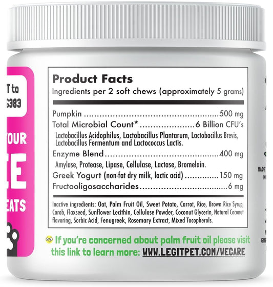 Probiotics for Dogs Natural Digestive Enzymes Prebiotics for Allergy Itch Relief Gut Flora Coprophagia Bowel Support Treatment Anti Diarrhea for Dogs Pet Health Immune System Support 120 Soft Chews