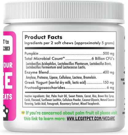 Probiotics for Dogs Natural Digestive Enzymes Prebiotics for Allergy Itch Relief Gut Flora Coprophagia Bowel Support Treatment Anti Diarrhea for Dogs Pet Health Immune System Support 120 Soft Chews