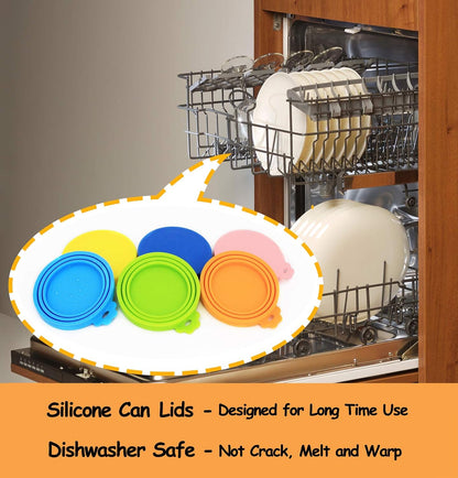 Comtim Pet Can Covers/6 Pack Silicone Dog Cat Food Can Lids/Universal Size Fit Most Standard Size Cans