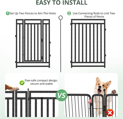 Dog Fence Outdoor Indoor, 40 Inch Height 24 Panels Dog Playpen for Large/Medium/Small Dogs Metal Dog Pen for Yard Camping and RV | Black-Silver