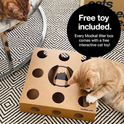 Modkat® XL Litter Box, Top or Front-Entry Configurable, Full Height Seamless Base, Reusable Litter Liners, Sifting Litter Scoop, 2X Bamboo Charcoal Filters - Black