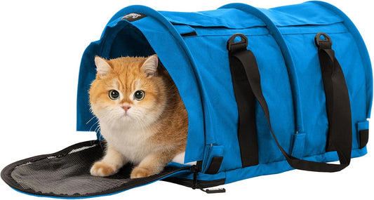SturdiBag Pro 2.0 Pet Travel Carrier for Cats and Dogs | Soft Sided Pet Carrier Bag with Safety Clips and Seatbelt Straps for Car Travel | XL, Blue Jay - Pawvie