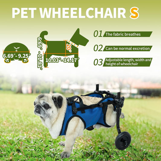 Pet Wheelchair for Leg Support Helps Senior, Wheelchair for Back Legs,Adjustable Pet Cart,Assist a paralyzed pet get Back on its feet,Support Leg Brace and Hip(Small)