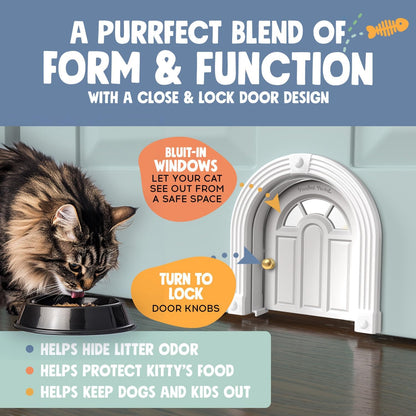 Meow Manor® Cat Door Interior Door - No-Flap, Interior Cat Door for Cats Up to 20 lbs, Easy DIY Setup, Secured Installation in Minutes, No Training Needed…