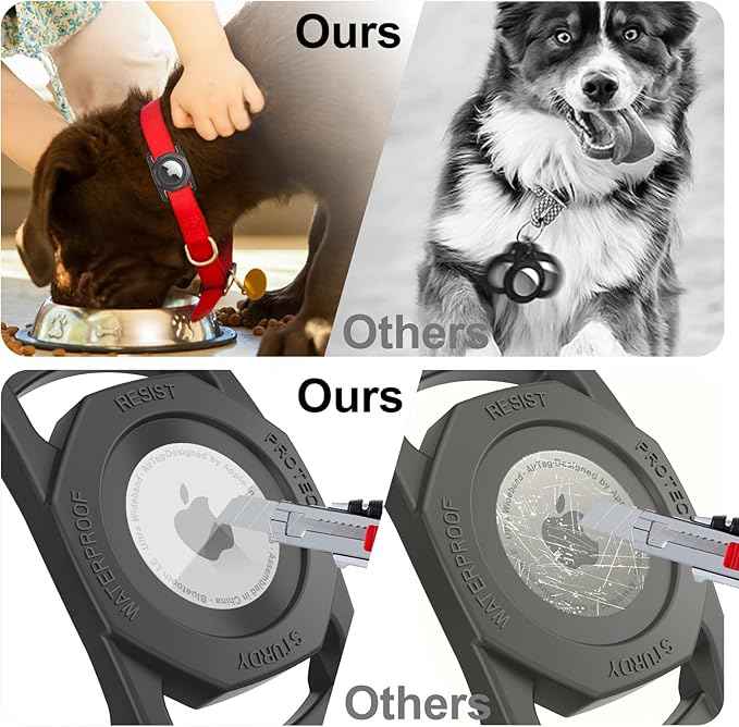 SANKALA Airtag Holder for Dog Collar, [1 Pack] Waterproof Dog Collar Airtag Holder, Soft Silicone Full-Body Protective Anti-Lost Air Tag Case, Ultra-Durable, Easy Installation, Lightweight, Black