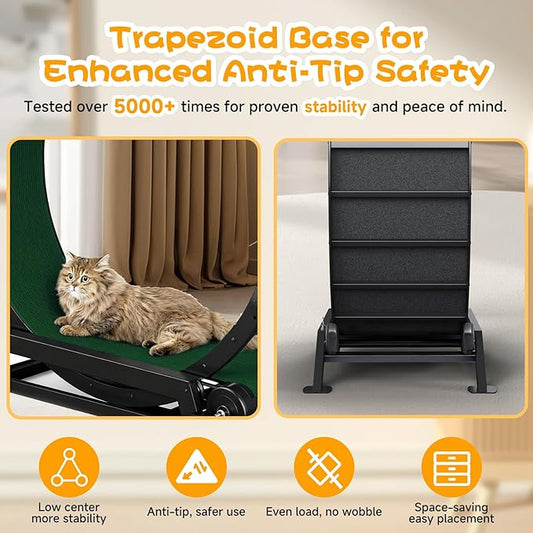 GTPLAYER Cat Wheels, Large Cat Exercise Wheel for Indoor Cats, 40"Diameter cat treadmill Detachable Carpet & Teaser, stickers, Ultra-quiet scroll wheel With latch, Suitable for Most Cats, Metal, Green