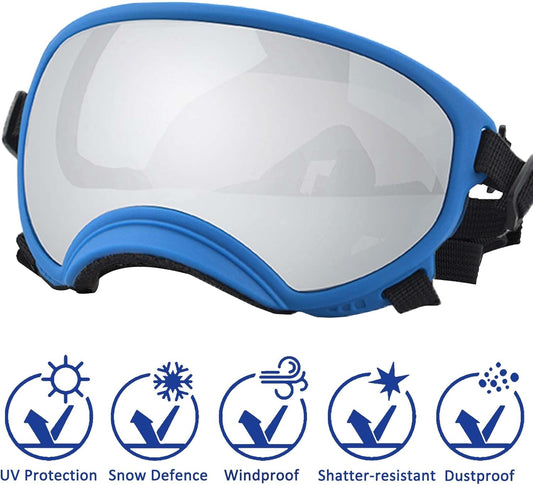 Winproof Large Dog Sunglasses with Adjustable Strap, UV Protection, Soft Goggles for Medium-Large Dogs