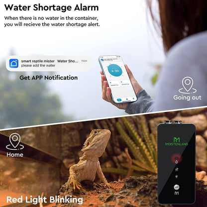 Moistenland WiFi Enabled Reptile Mister for Terrariums, Reptile Misting System for Snake Ball Python Tortoise Lizard Aquarium with 2 Adjustable Misting Nozzles