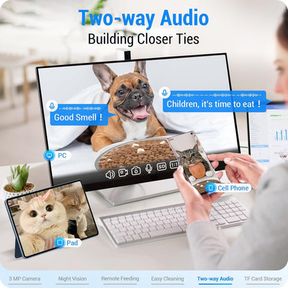 Automatic Cat Feeder with 2K Camera: 5G WiFi Automatic Dog Feeder with Night Vision,Cat Food Dispenser with 7L Large Food Storage Container for Multiple Pet,Detachable for Easy Clean -29 Cup