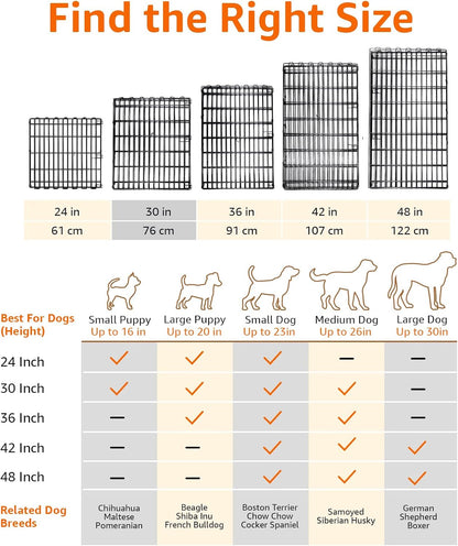 Amazon Basics Foldable Octagonal Metal Exercise Dog Playpen - Indoor/Ou, , Blacktdoor, No Door, Small (8 Panels, 24 x 30), Easy to assemble, store, and customize, 30" - Small, Black