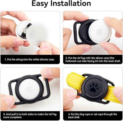 for AirTag Dog Collar Holder 2 Pack Dog Collar with AirTag Holder Waterproof AirTag Holder for Dog Collar, Secure Silicone Case for Apple AirTag 1 & 2, Lightweight Anti-Lost Pet Tracker Mount