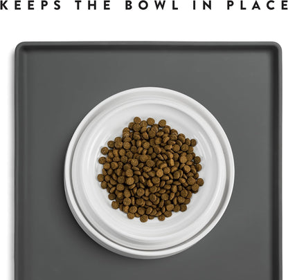 CatGuru Cat Food Mat, Small & Large Feeding Mats, 100% Waterproof Silicone Pet Placemat, Non-Slip Cat Food and Water Bowl or Water Fountain (Small, Carbon)