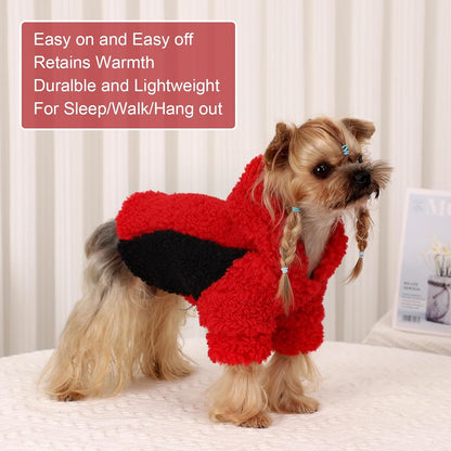 YIKEYO Dog Hoodie Pet Clothes Sweater with Hat Soft and Warm Cold Weather for Small Patchwork Hood(Red, Medium)