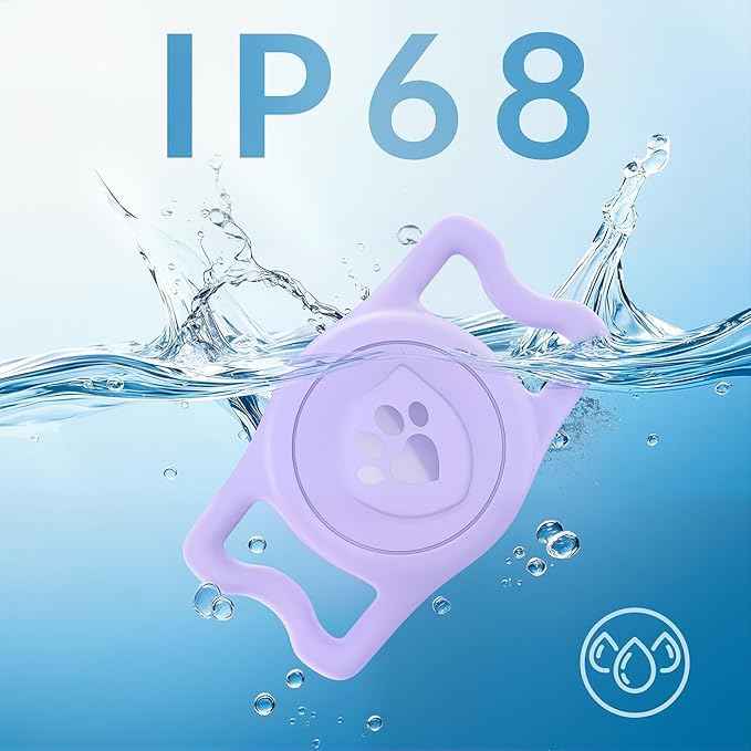 for Airtag Dog Collar Holder – (2 Pack) IP68 Waterproof Dog Air Tag Holder for Dog Collar, Anti-Lost & Durable Silicone Case, Compatible with Apple AirTags (Blue & Purple)