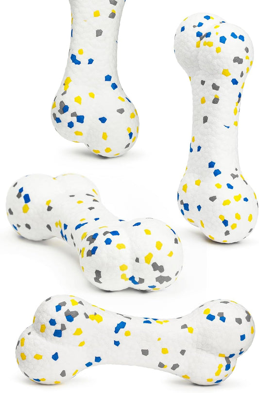 7.28" Indestructible Large Bone Balls for Aggressive Chewers Durable Stick Bouncy Interactive Chew Toy for Dogs Fetch Game Lightweight Floating Outdoor Training, White