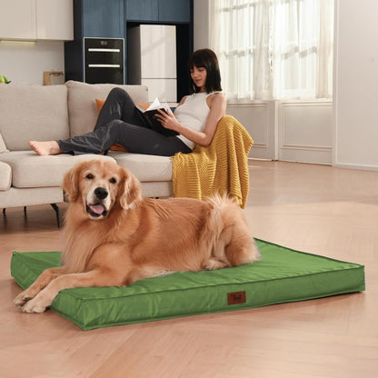 Outdoor Dog Bed for Small Dogs, Waterproof Dog Crate Bed for Small Dogs, Orthopedic Egg Crate Foam Puppy Beds with Washable and Removable Oxford Cover, Light Green