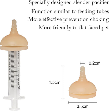 Silicone Feeding Nipple and Syringes for All Breed of Puppies and Other Animals Dongdong pet (4 Size Nipple+6 Syringes)
