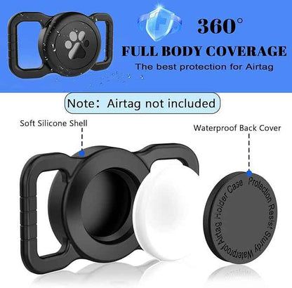SANKALA Waterproof Airtag Holder for Dog Collar, Lightweight & Durable Silicone Holder for Apple AirTag, Reinforced Anti-Lost, Signal Friendly, Universal Fit Collar Width (0.6-1.3 Inch) - Black