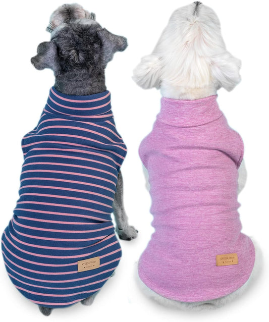 KYEESE 2Pack Dog Sweater Pet Coat Turtleneck Stretchy Dogs Clothes Super Soft Dog Sweaters for Small Dogs Girl Puppy in Sleeveless Design Pet Fleece Vest, Purple,S