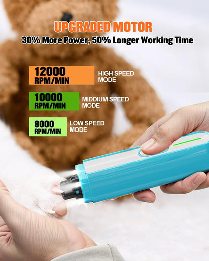 Super Powerful Dog Nail Trimmers and Dog Nail Clippers Combo, Ultra Quiet, 3 Speeds, 4 Bright Lights, with Travel Lock, for Small, Meddium and Large Dogs, Cats and Small Animals