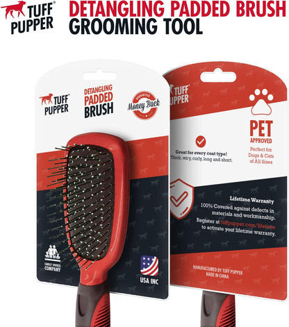 Tuff Pupper Stainless Steel Pin Brush for Long or Short Hair Pets - Detangling & Dematting Undercoat Brush for Dogs, Cats, and All Pets