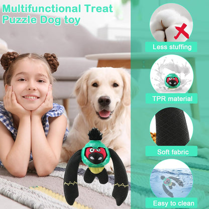 Tough Dog Toys – Crinkle Dog Chew Toys to Keep Them Busy, Interactive Treat Dispensing Puppy Puzzle Toys for Boredom Relief, Less Stuffed Pet Toys for Small, Medium and Large Dogs (Green)