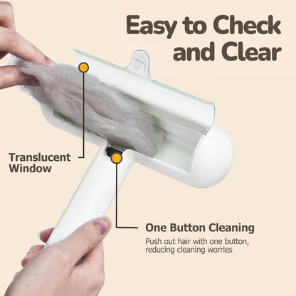 Reusable Pet Hair Remover - Lint Roller for Dog & Cat Fur - for Furniture, Carpet, Clothing - Detachable Handle (White)