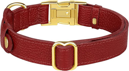 Leather Airtag Dog Collar - Soft Tracking Dog Collar with Apple AirTag Holder and Metal Buckle - Safety GPS Pet Collars for Small Medium Large Dogs Puppy Pink Red (Red, XS, 9"-12" Neck Fit)