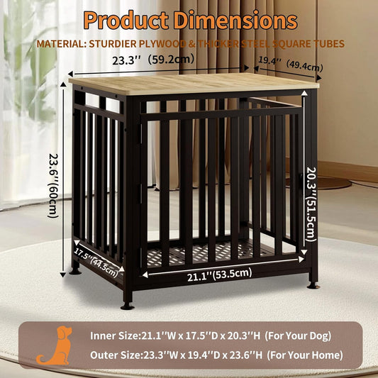 Heavy Duty Dog Crate Furniture, Dog Kennel Indoor, Anti-Chew Anti-Escape End Side Table Wooden Dog Crate for Small Dog(Fir Green)