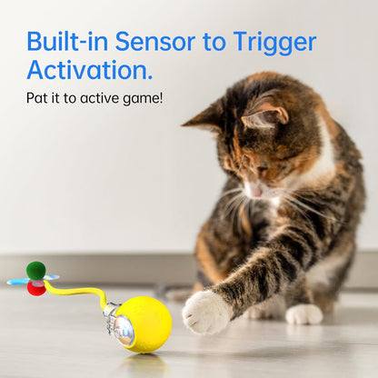 Interactive Cat Toys for Indoor Cats - Kitten Toy with Speedy Tail 2.0, Automatic Cat Toys for Bored Indoor Adult Cats, Motion-Activated, 2025 New Upgraded, USB Rechargeable (Yellow)
