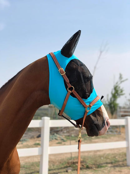 Horse Fly Mask Super Comfort Elasticity Horse Fly Mask with Ears We Only Make Products That Horses Like… (Pacific Blue, L)