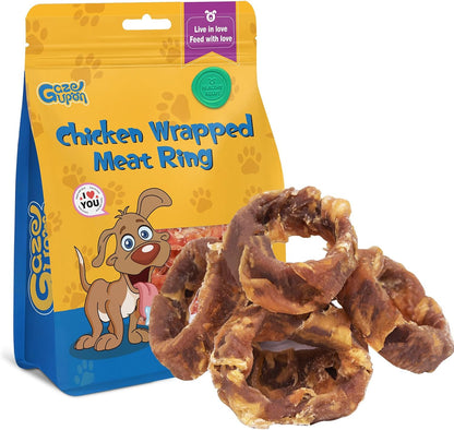 gazeupon Dog Treats, Chicken Wrapped Meat Ring,Made with Real Chicken and Beef Meat, Healthy Dog Chews, Rawhide Free,w/Glucosamine Chondroitin