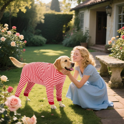 Yeapeeto Dog Onesie Surgery Recovery Suit for Large Medium Bodysuit Dogs Pajamas PJS Full Body for Shedding, Prevent Licking, Wound Protection, Cone Alternative… (Red Pink, 3XL)