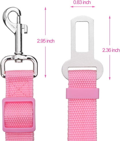 Elisel Elisel 2 Packs Adjustable Length Pet Dog Cat car seat Belt Pet seat Belt Pet Accessories for Dogs Cats and Pets (Black Pink)