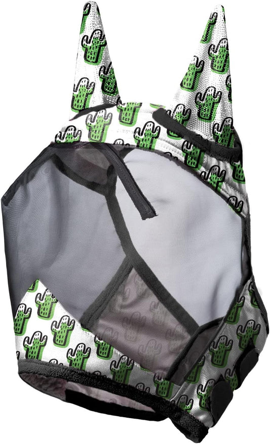 Harrison Howard LumiVista Horse Fly Mask Standard with Ears UV Protection for Horse Green Cactus L Full Size