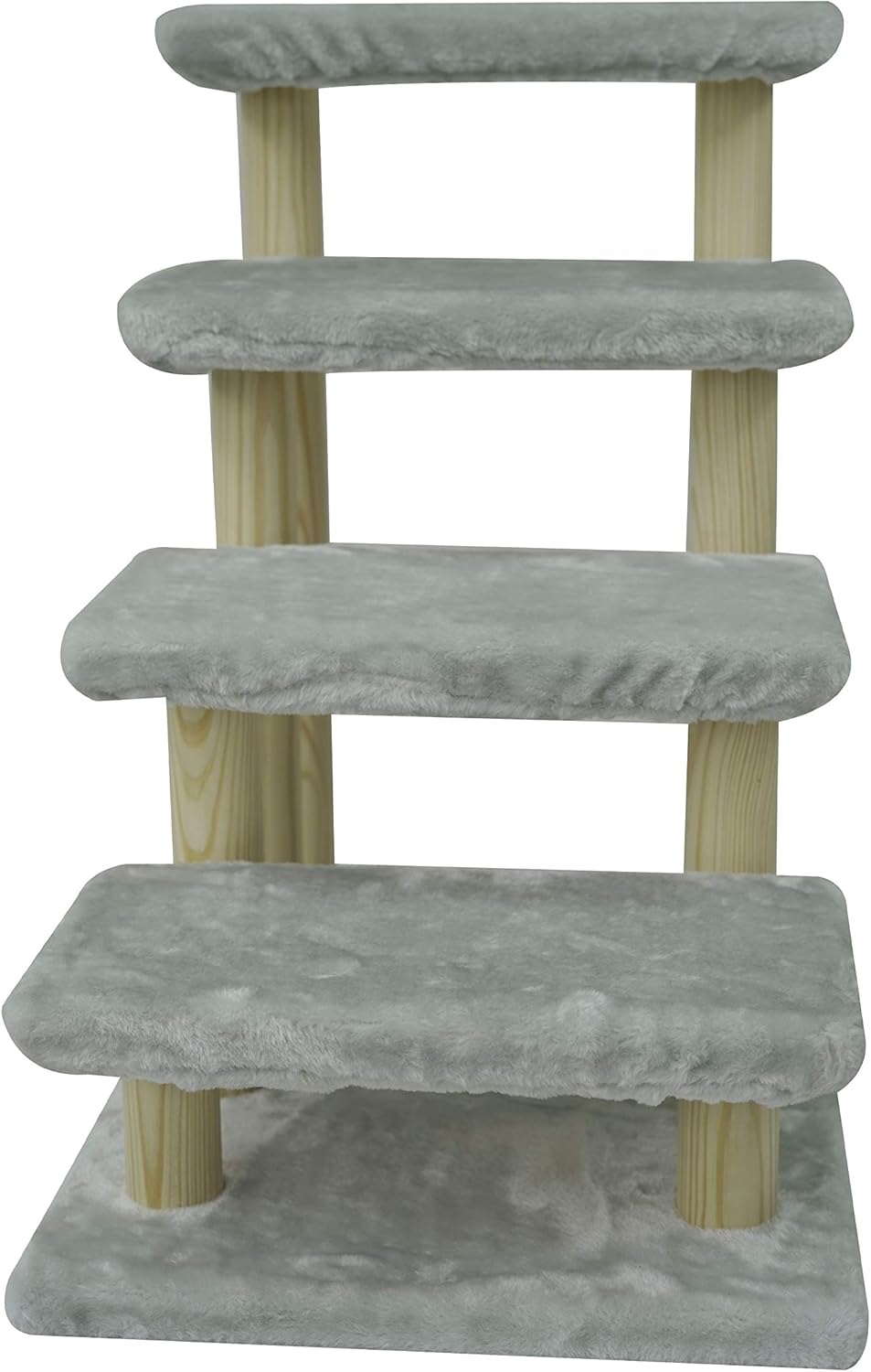 Cowboy Wooden pet Stairs 4-Step pet Ladder cat Dog Easy Stairs with Detachable Carpet for high Bed and Couch (Gray) - Pawvie