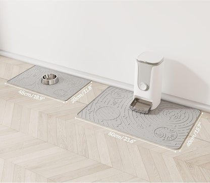 OHMO Dog Food Mat, Silicone Waterproof Cat Food Mat, Non-Skid Spill Proof Pet Feeding Mat for Food and Water, Easy to Clean Dog Placemat(Ash, 23.6" x 15.8")