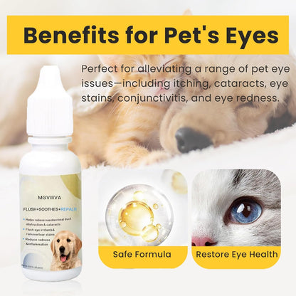 Eye Drops for Dogs, Cataract Dog Eye Drops for Relieving Itching and Irritation, Dog Eye Infection Treatment, Eye Drops for Dogs & Cats Removing Eye Dryness Pink Eyes Tear Stain Cleaner 2x20 mL