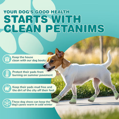 Small Dog Shoes, Breathable Puppy Boots & Paw Protectors for Winter Snow, Summer Hot Pavement, Dog Booties with Anti-Slip Rubber Soles for Hardwood Floors Green Size 4