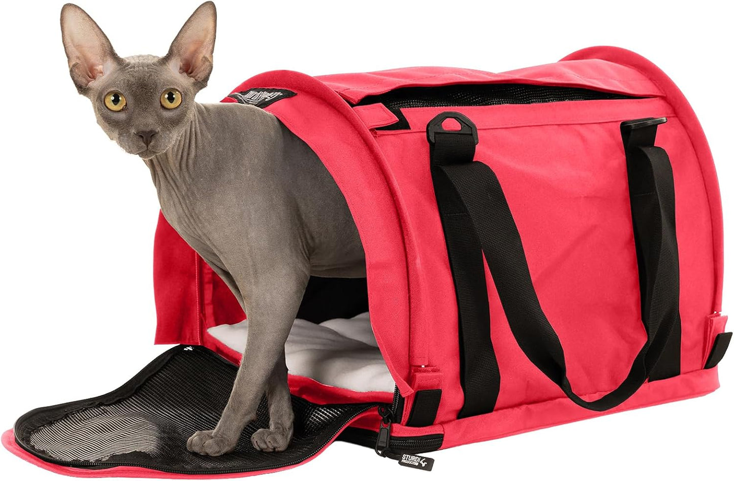 SturdiBag Pro 2.0 Pet Travel Carrier with Flexible Height for Cats and Dogs | Soft Sided Pet Carrier Bag with Safety Clips and Seatbelt Straps for Airplane or Car Travel | Medium, Hot Pink
