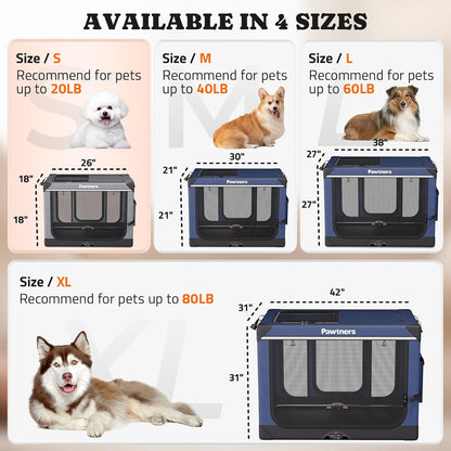 Collapsible Dog Crate: 26 Inch Foldable Soft Sided Dog Crate for Small Dogs, Portable Dog Travel Kennel with Soft Mat for Indoors & Outdoors, Grey (26" L x 18" W x 18" H)