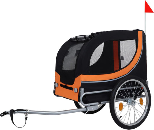 Blue-Grey Large Folding Bike Trailer for Dogs – Heavy-Duty Steel Frame, 66LB Capacity Pet Carrier for All-Terrain Cycling, Jogging & Camping Adventures! - Pawvie
