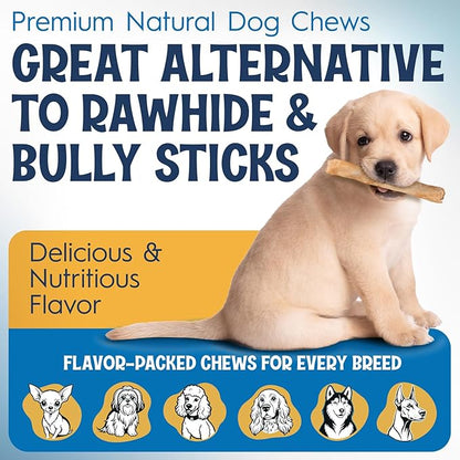 12" Collagen Sticks for Dogs – Low Odor Long-Lasting Bully Stick & Rawhide Alternative, Single Ingredient Beef Bone, High Protein Dental Treat, Vet Approved, Improves Joint Health – 5 Pack